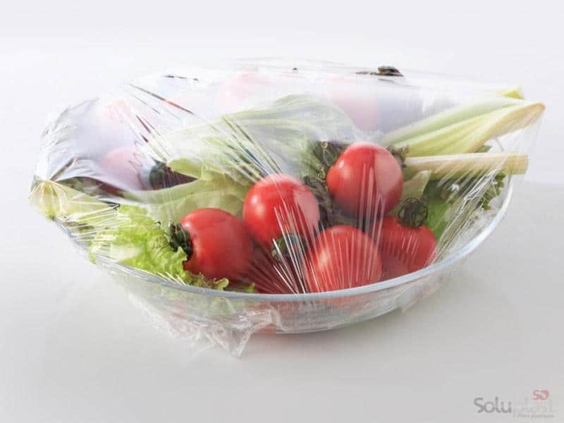 Stockage d'aliments en plastique, sac en film alimentaire, utilisé